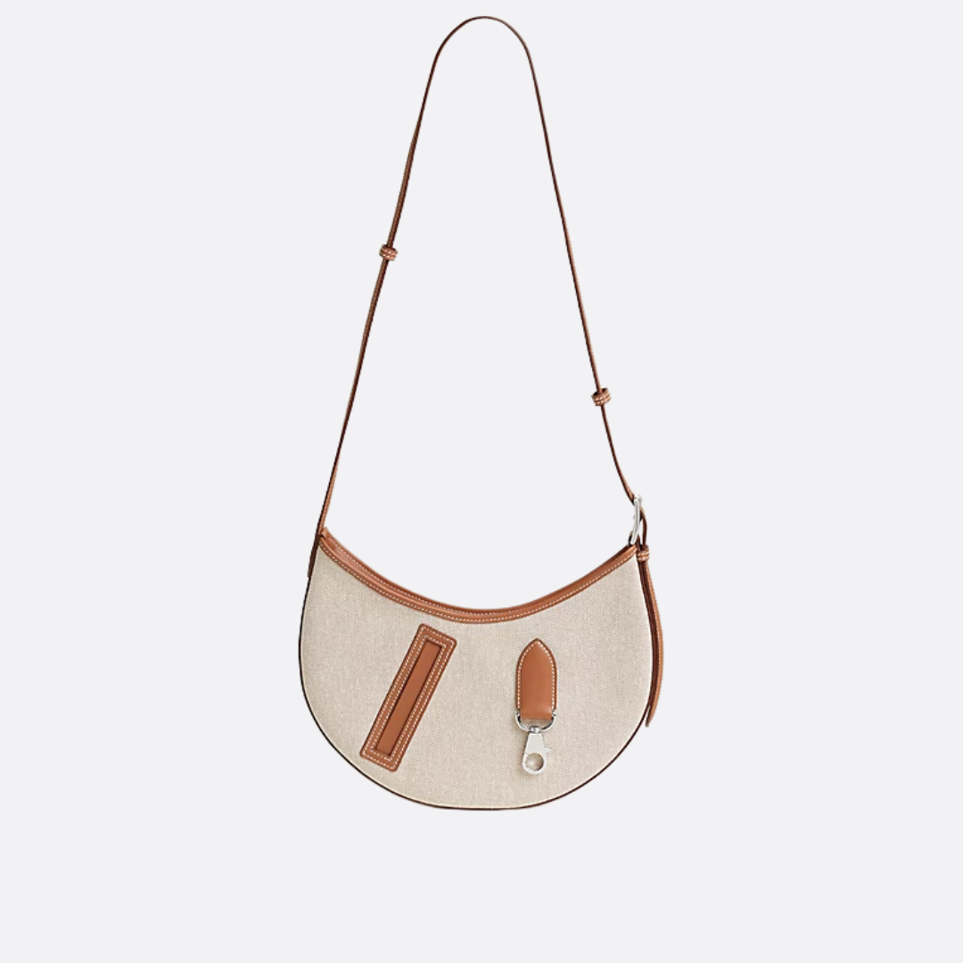 SMALL SADDLE BAG MADE OF FABRIC AND LEATHER BY HERMÈS