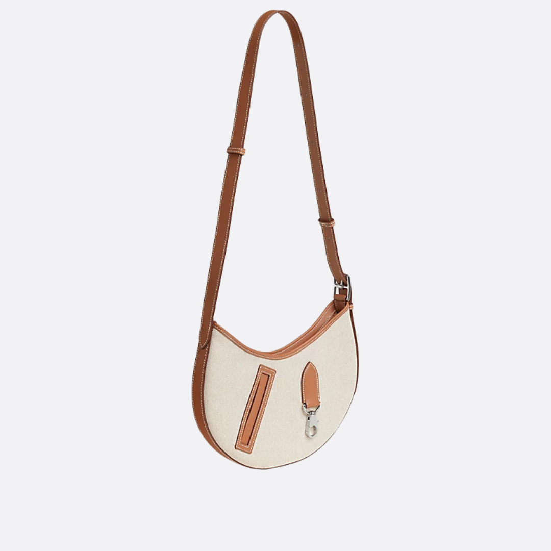 SMALL SADDLE BAG MADE OF FABRIC AND LEATHER BY HERMÈS
