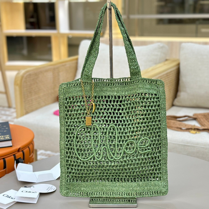 CHLOÉ SUMMER BANANA BAG MADE OF RAFFIA