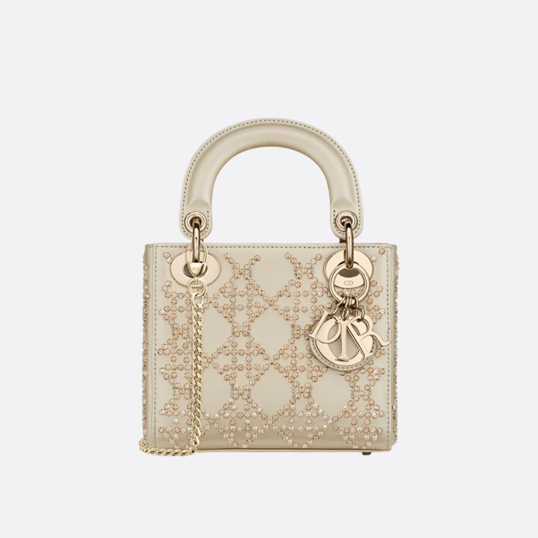 MINI LADY DIOR WITH PEARL EMBROIDERY