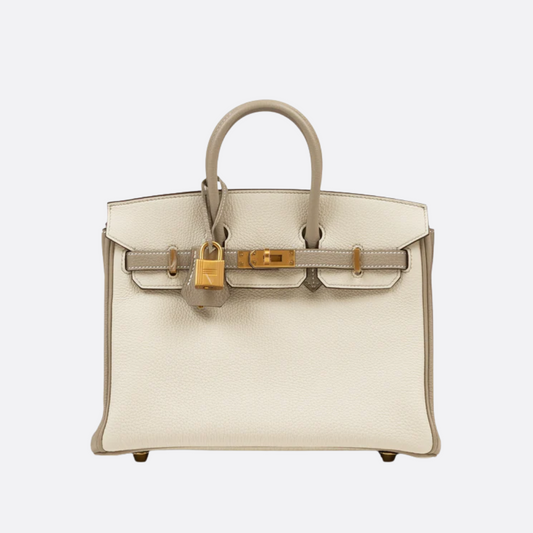HERMÈS BIRKIN 25 HSS BAG IN CHALK / GRIS TOURTERELLE MADE OF TOGO LEATHER