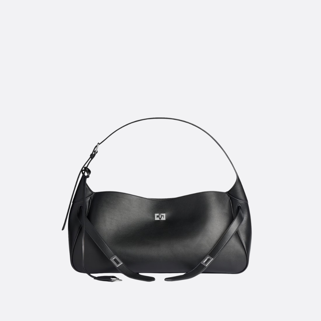 BALENCIAGA BEL AIR MEDIUM SHOULDER BAG IN BLACK CALFSKIN