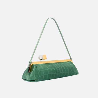 JACQUEMUS LE SALON CLUTCH IN SUEDE WITH CROCODILE EMBOSSING