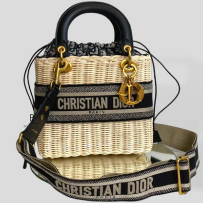 DIOR LADY DIOR HANDBAG MADE OF RATTAN