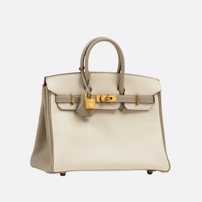 HERMÈS BIRKIN 25 HSS BAG IN CHALK / GRIS TOURTERELLE MADE OF TOGO LEATHER