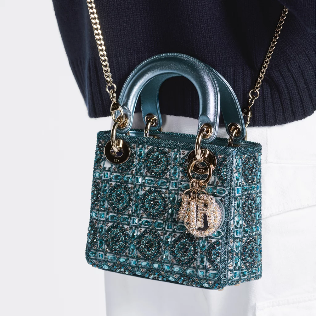 LADY DIOR MINI WITH PEARLS