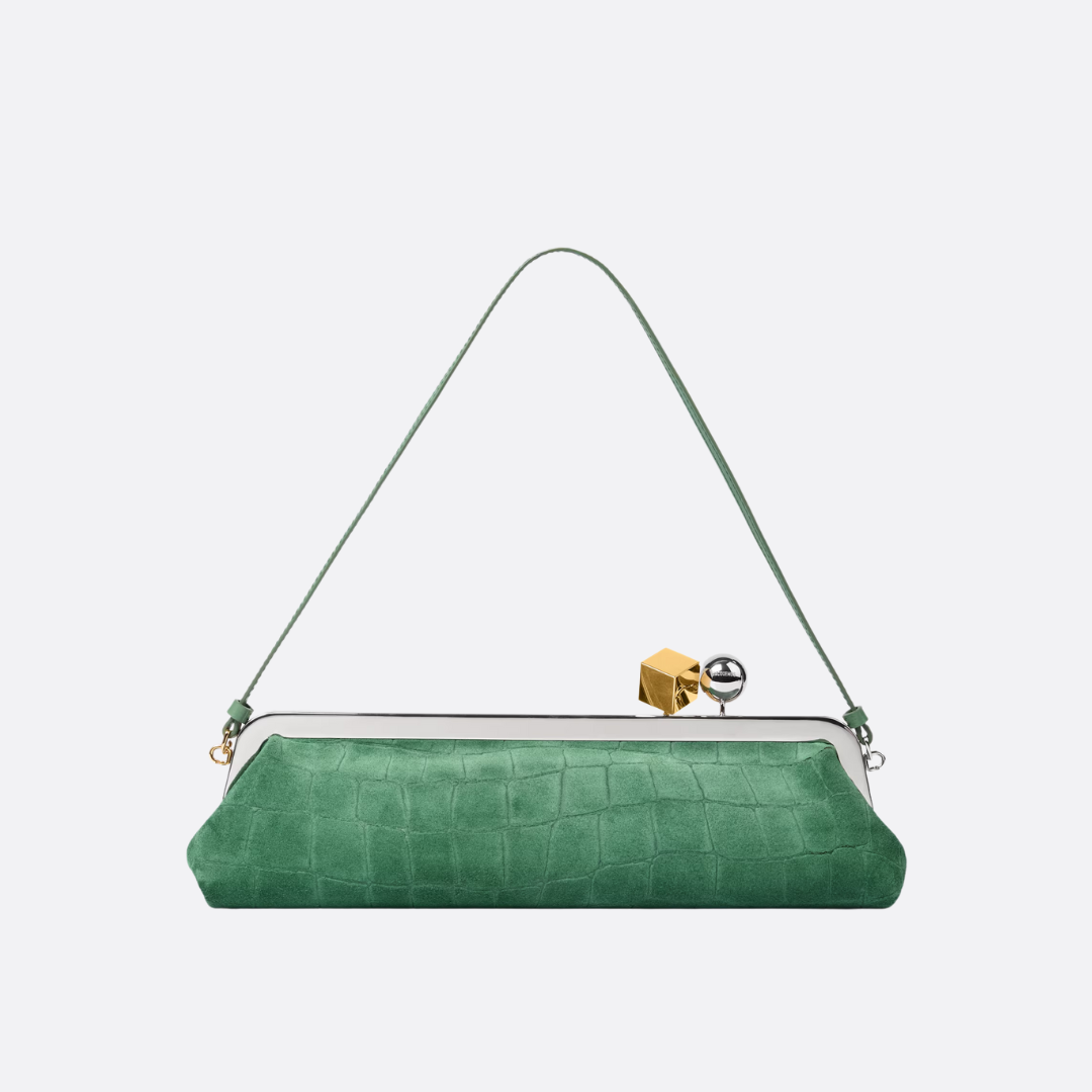 JACQUEMUS LE SALON CLUTCH IN SUEDE WITH CROCODILE EMBOSSING