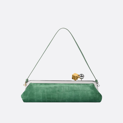 JACQUEMUS LE SALON CLUTCH IN SUEDE WITH CROCODILE EMBOSSING