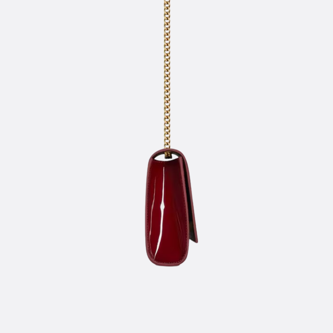 SAINT LAURENT KATE SMALL SHOULDER BAG IN LACQUERED LEATHER