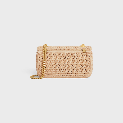 CÉLINE CLAUDE CHAIN SHOULDER BAG IN RAFFIA EFFECT
