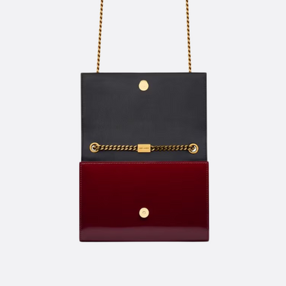 SAINT LAURENT KATE SMALL SHOULDER BAG IN LACQUERED LEATHER
