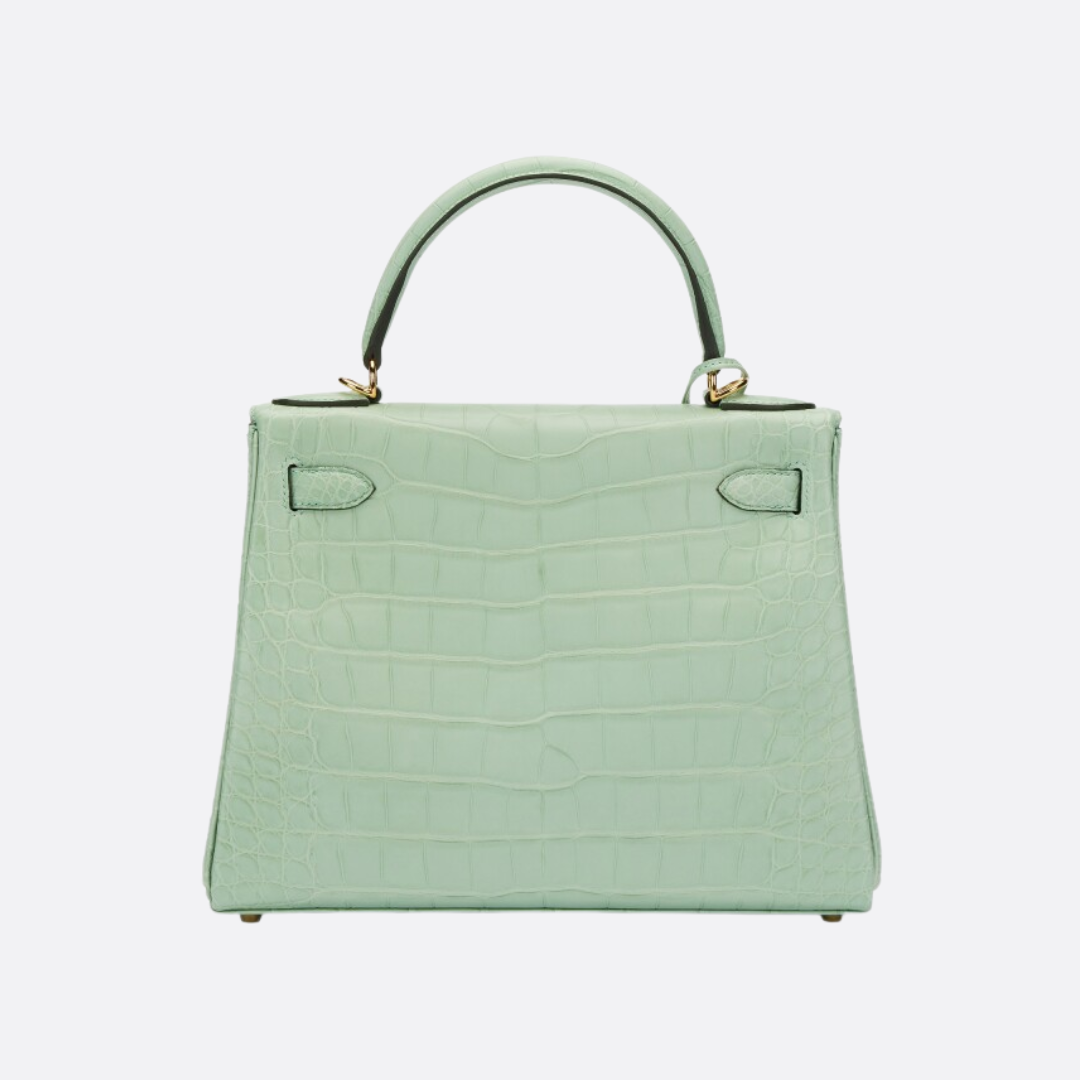 HERMÈS KELLY 28 – MATTE ALLIGATOR LEATHER VERT D’EAU (REVERSED STITCHES)