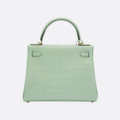 HERMÈS KELLY 28 – MATTE ALLIGATOR LEATHER VERT D’EAU (REVERSED STITCHES)