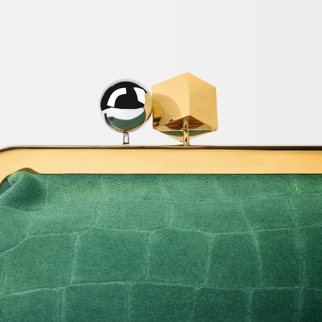 JACQUEMUS LE SALON CLUTCH IN SUEDE WITH CROCODILE EMBOSSING