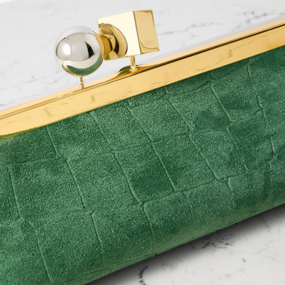 JACQUEMUS LE SALON CLUTCH IN SUEDE WITH CROCODILE EMBOSSING