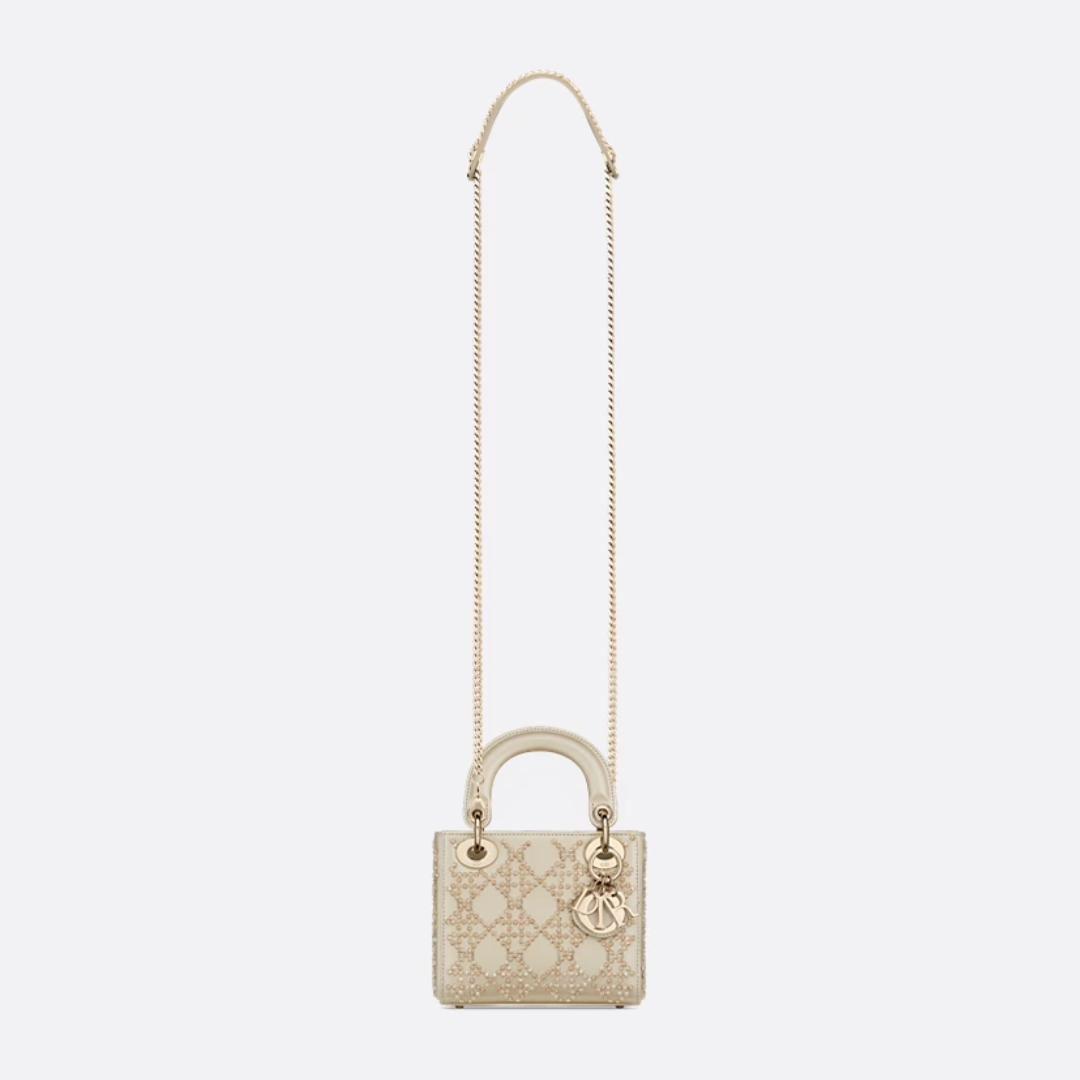MINI LADY DIOR WITH PEARL EMBROIDERY