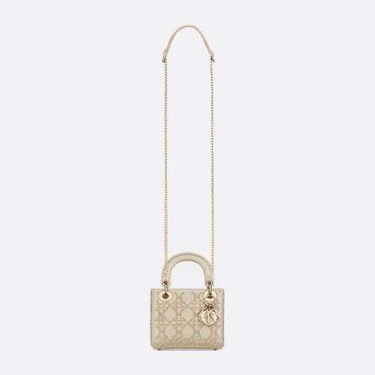 MINI LADY DIOR WITH PEARL EMBROIDERY