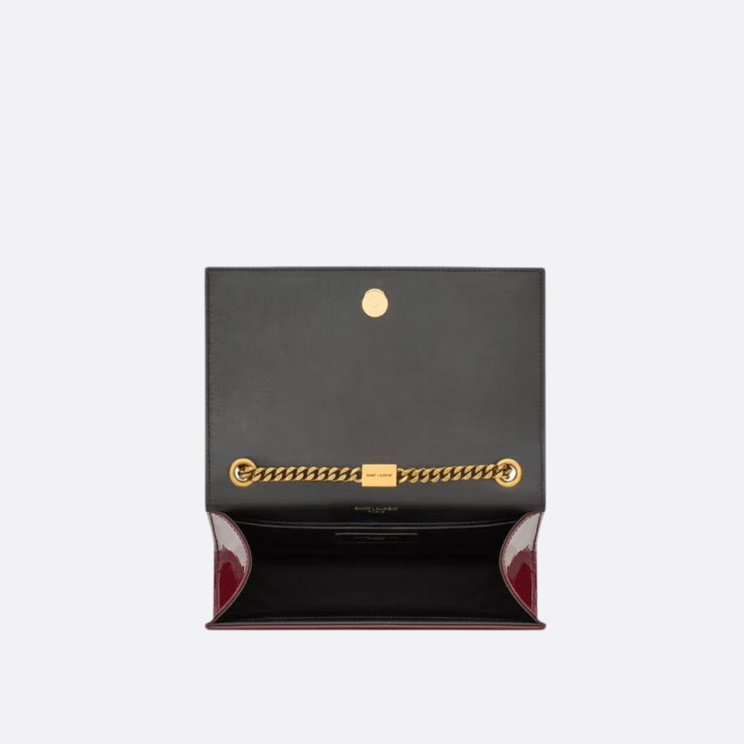 SAINT LAURENT KATE SMALL SHOULDER BAG IN LACQUERED LEATHER