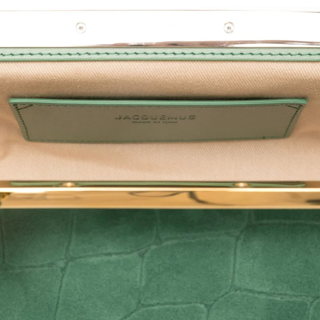 JACQUEMUS LE SALON CLUTCH IN SUEDE WITH CROCODILE EMBOSSING
