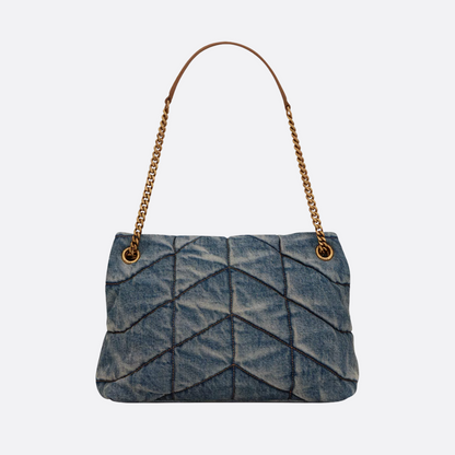 SAINT LAURENT LOULOU PUFFER BAG MADE OF QUILTED VINTAGE DENIM