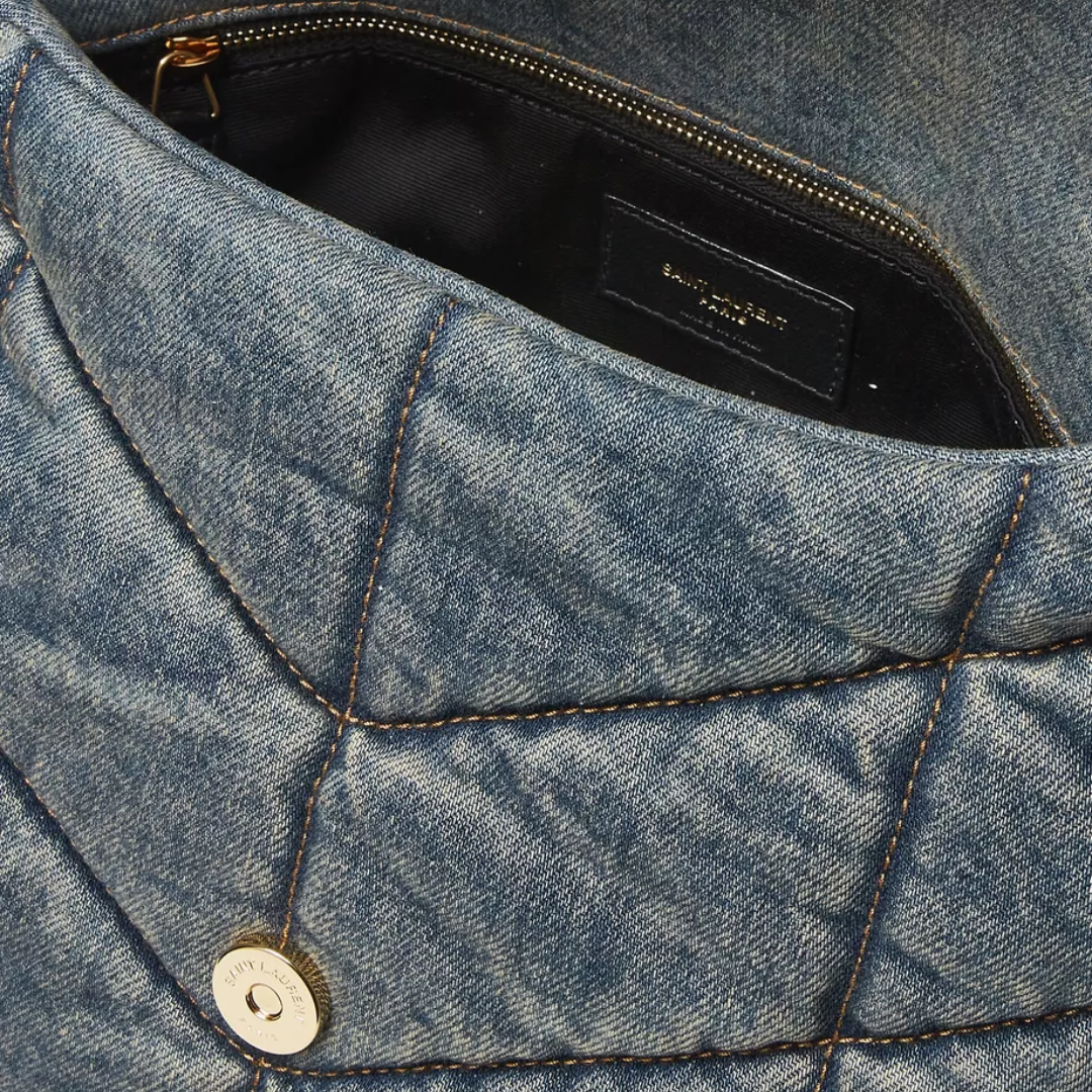 SAINT LAURENT LOULOU PUFFER BAG MADE OF QUILTED VINTAGE DENIM