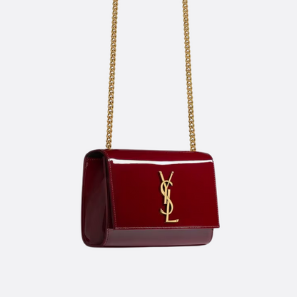 SAINT LAURENT KATE SMALL SHOULDER BAG IN LACQUERED LEATHER