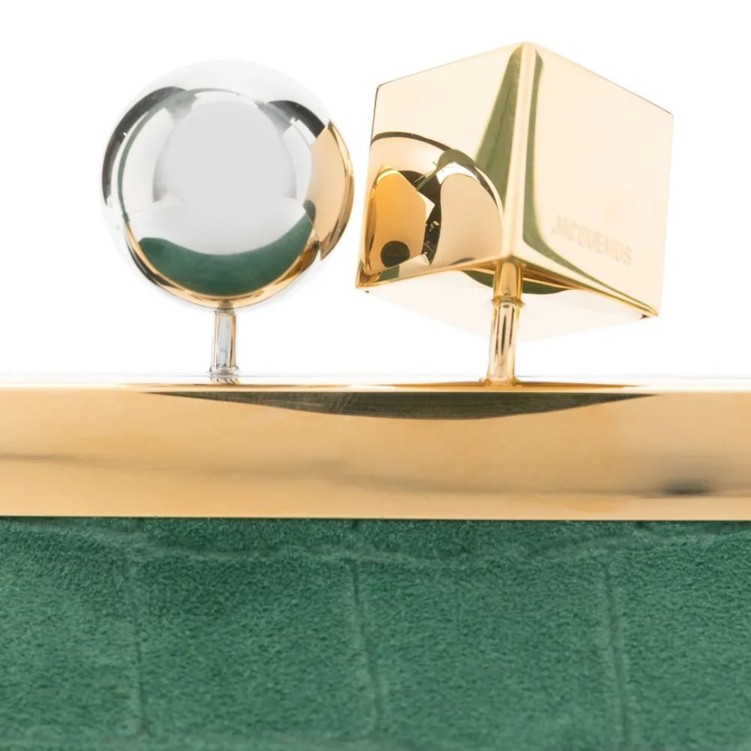 JACQUEMUS LE SALON CLUTCH IN SUEDE WITH CROCODILE EMBOSSING