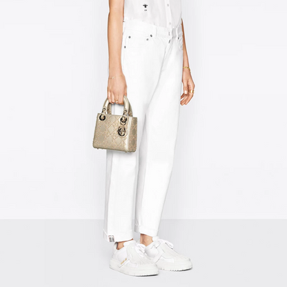 MINI LADY DIOR WITH PEARL EMBROIDERY