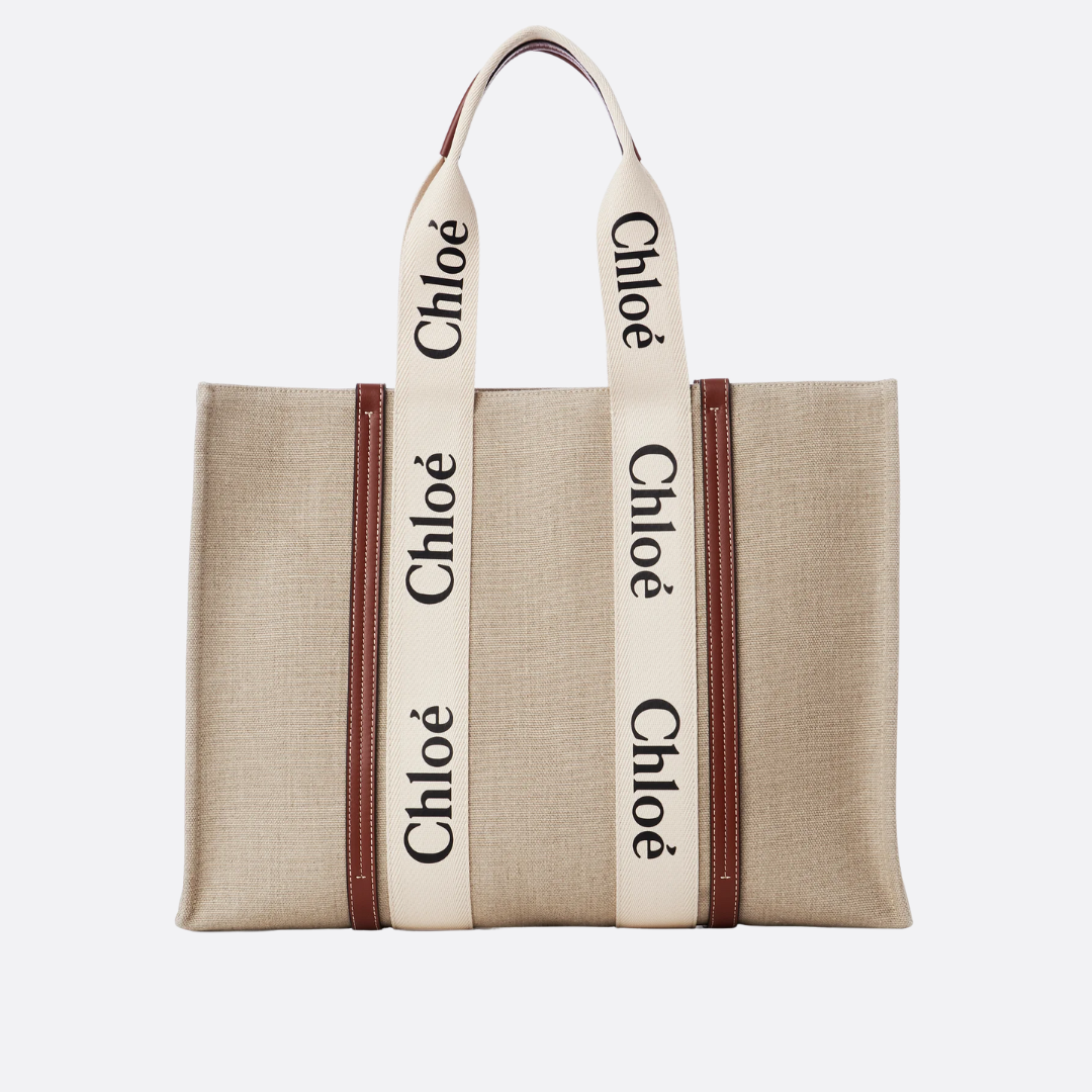 CHLOÉ WOODY TOTE BAG MADE OF LINEN