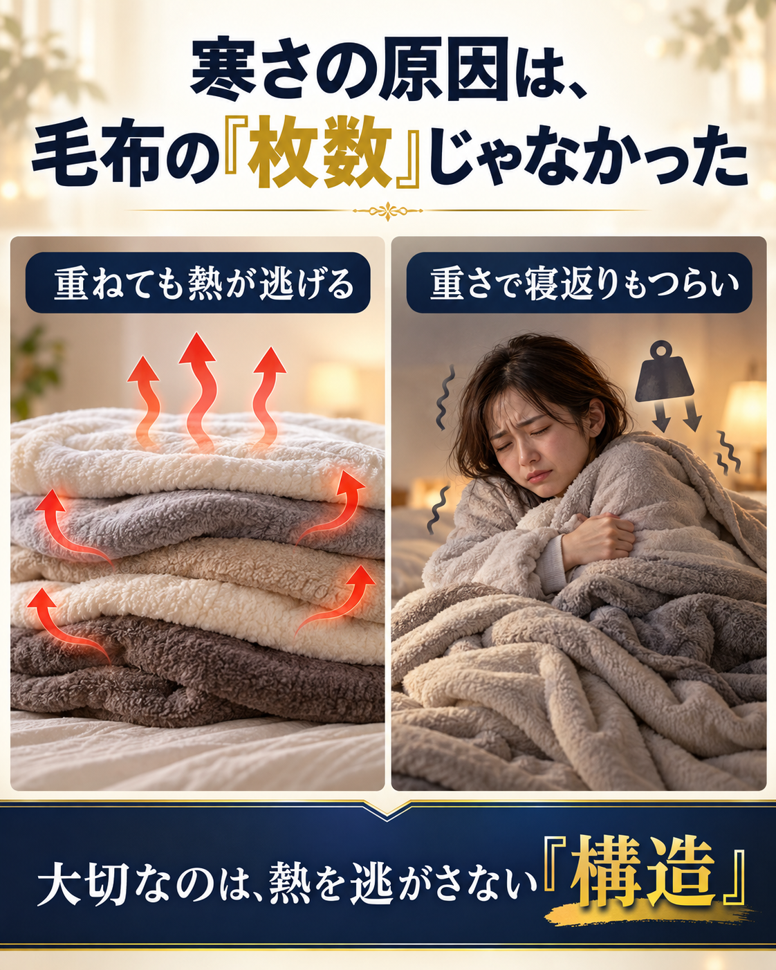 【毛布いらず】薄くて軽い 7層構造あったか冬布団｜洗濯機で丸洗いOK