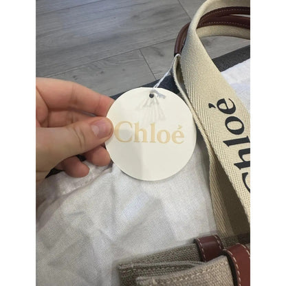 CHLOÉ WOODY TOTE BAG MADE OF LINEN