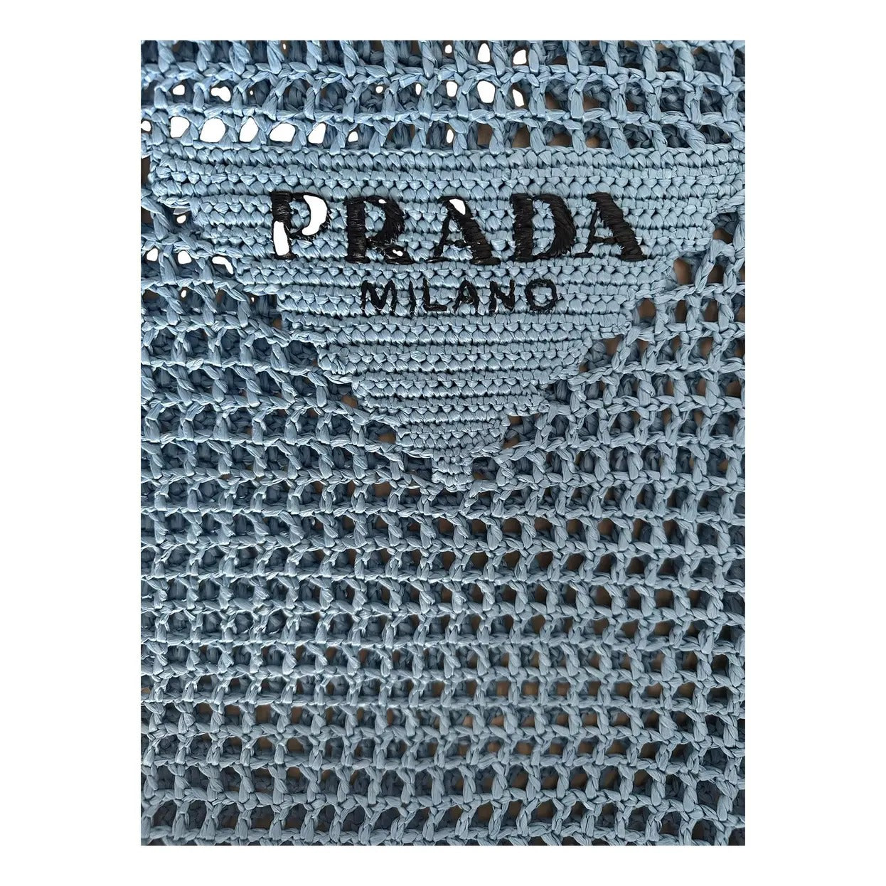 PRADA RAFFIA BAG WITH WOVEN LOGO IN BLUE